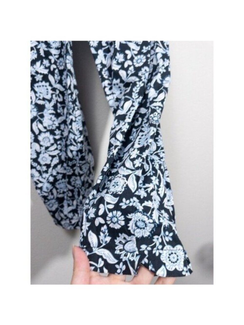 Zara Floral Poplin Ruffle Jumpsuit XS Blue Belted SS20 Blogger Fav TRF Cotton - Picture 12 of 15